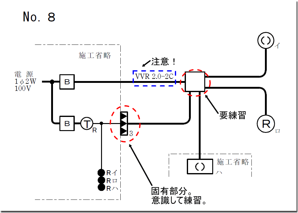 令和７年度（２０２５年度）の２電工・技能試験の候補問題8